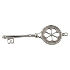 Tiffany & Co. Keys Sterling Silver Blossom Flower Diamond Key Pendant Charm