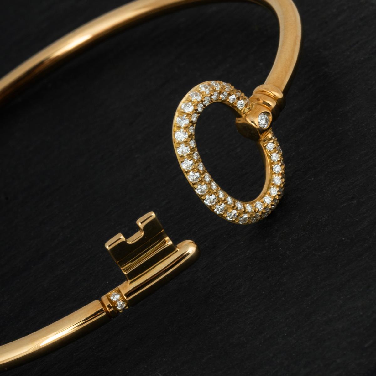 Tiffany & Co. Keys Yellow Gold Diamond Wire Bracelet 0.18 TDW 5