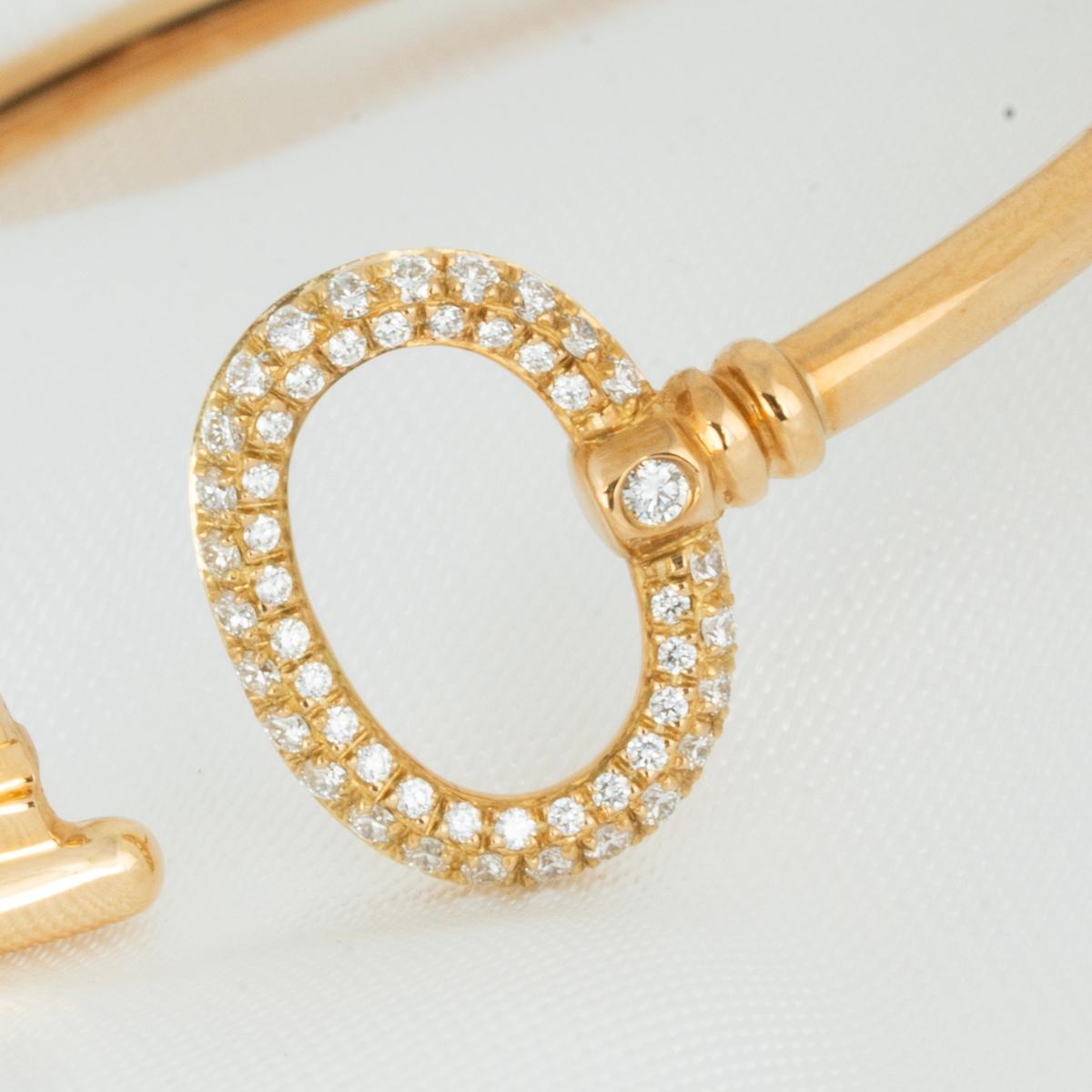 Tiffany & Co. Keys Yellow Gold Diamond Wire Bracelet 0.18 TDW 1