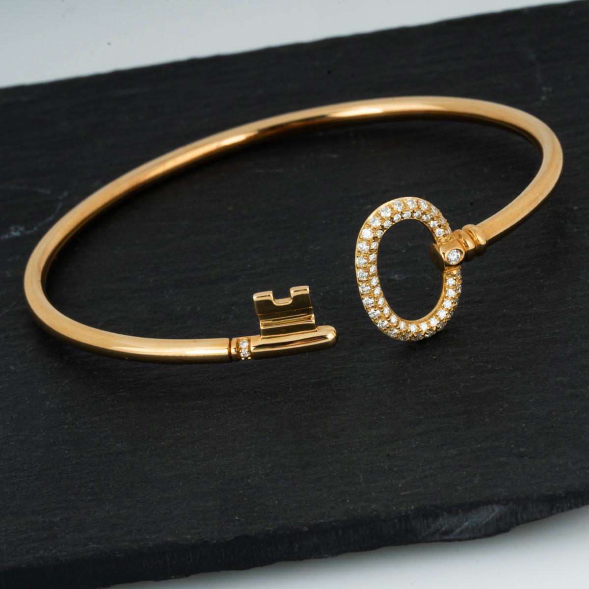 Tiffany & Co. Keys Yellow Gold Diamond Wire Bracelet 0.18 TDW 3