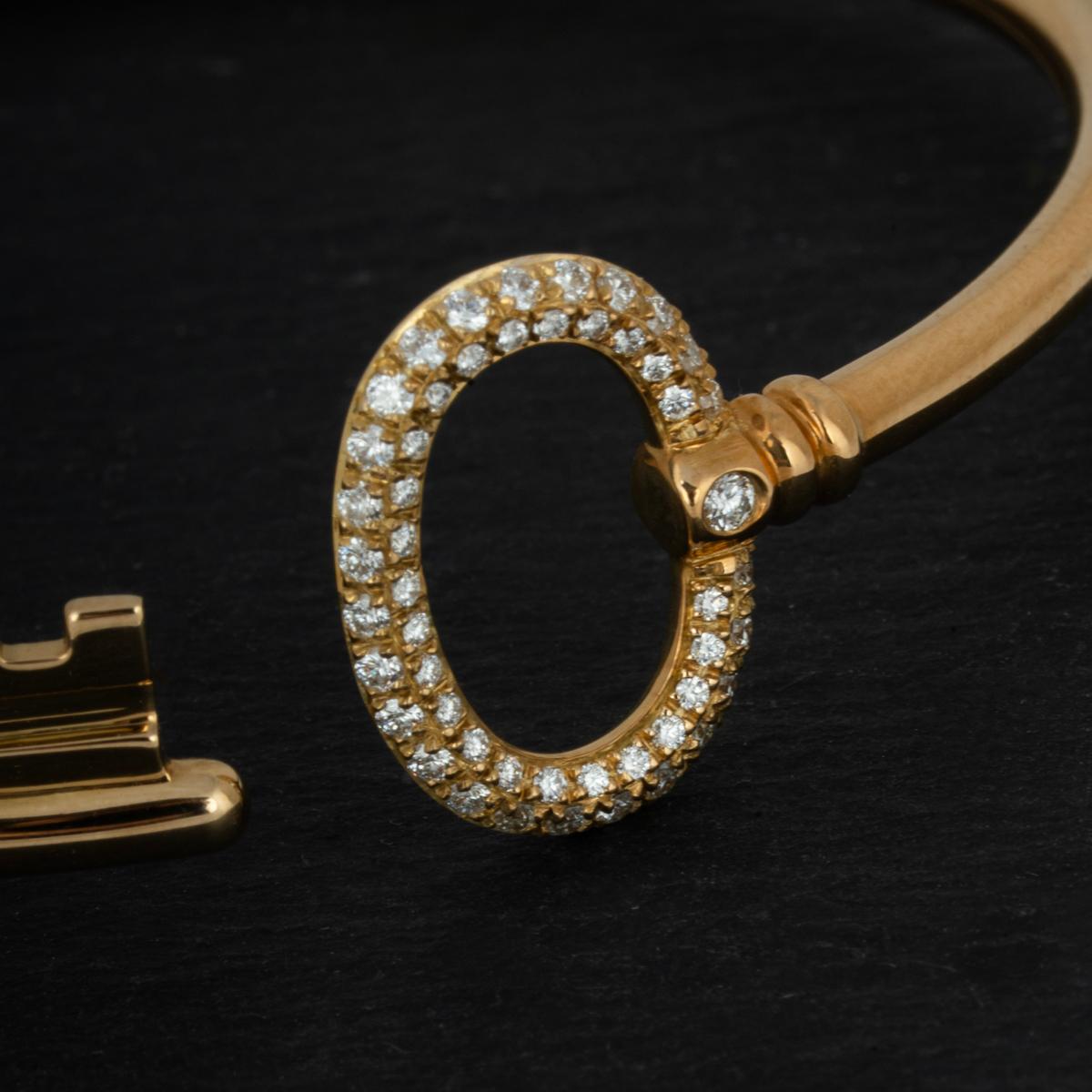 Tiffany & Co. Keys Yellow Gold Diamond Wire Bracelet 0.18 TDW 4