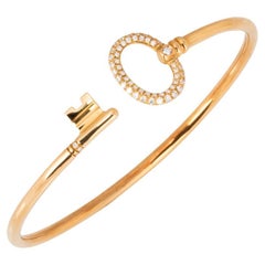 Tiffany & Co. Keys Yellow Gold Diamond Wire Bracelet 0.18 TDW