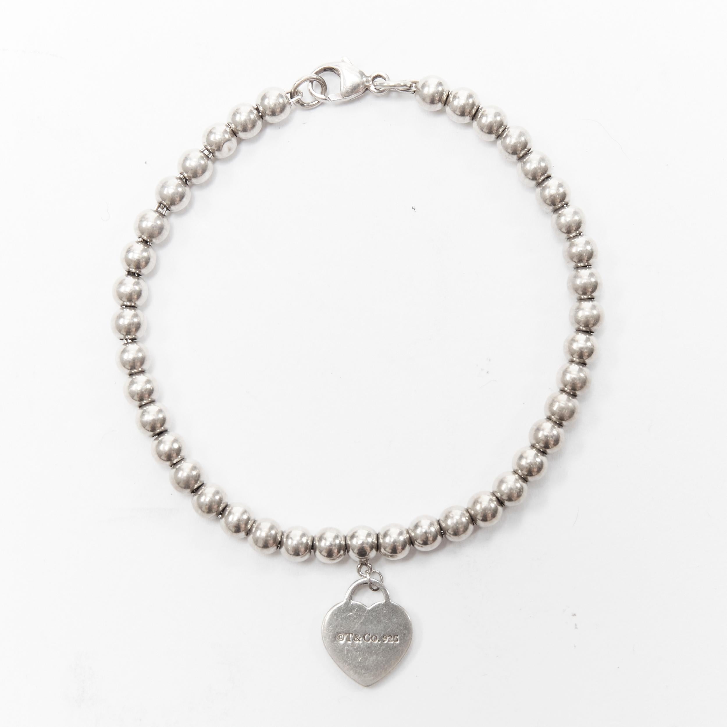 TIFFANY & CO Kidswear Return to heart tag charm bead sterling silver bracelet
