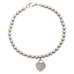 TIFFANY & CO Kidswear Return to heart tag charm bead sterling silver bracelet