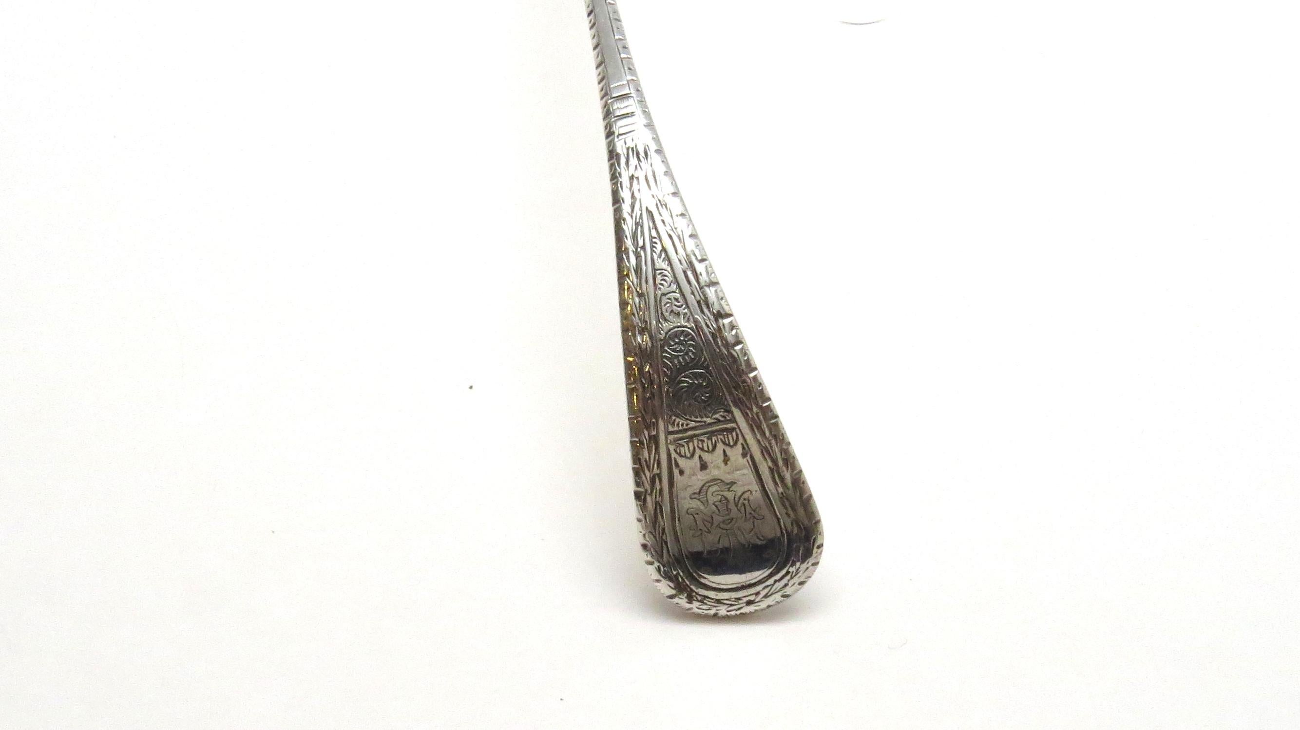 Tiffany & Co. King William Engraved Sterling Silver Double-Lipped Cream Ladle In Good Condition For Sale In Washington Depot, CT