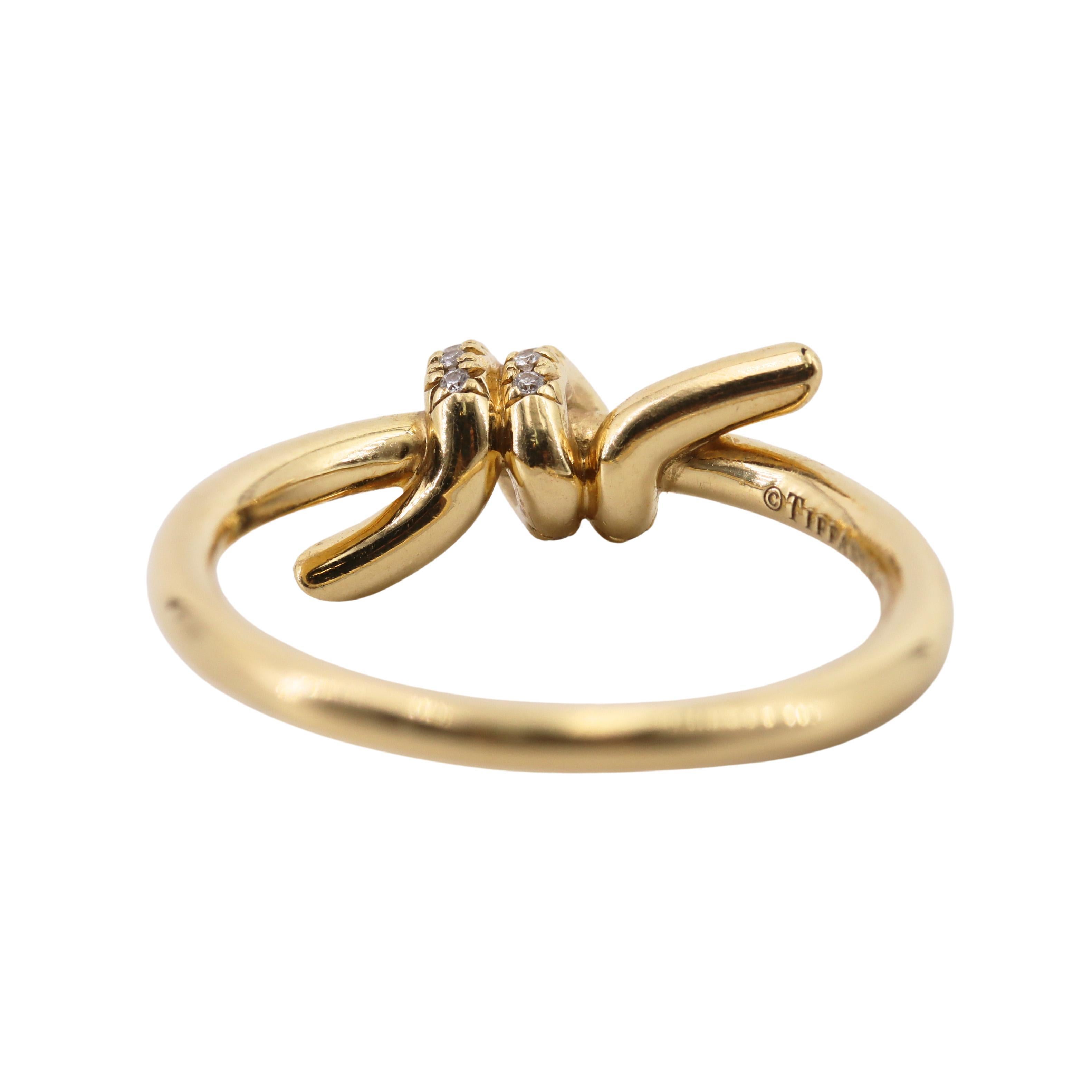 Contemporary TIFFANY & CO Knot 18kt yellow Gold Ring with Diamonds
