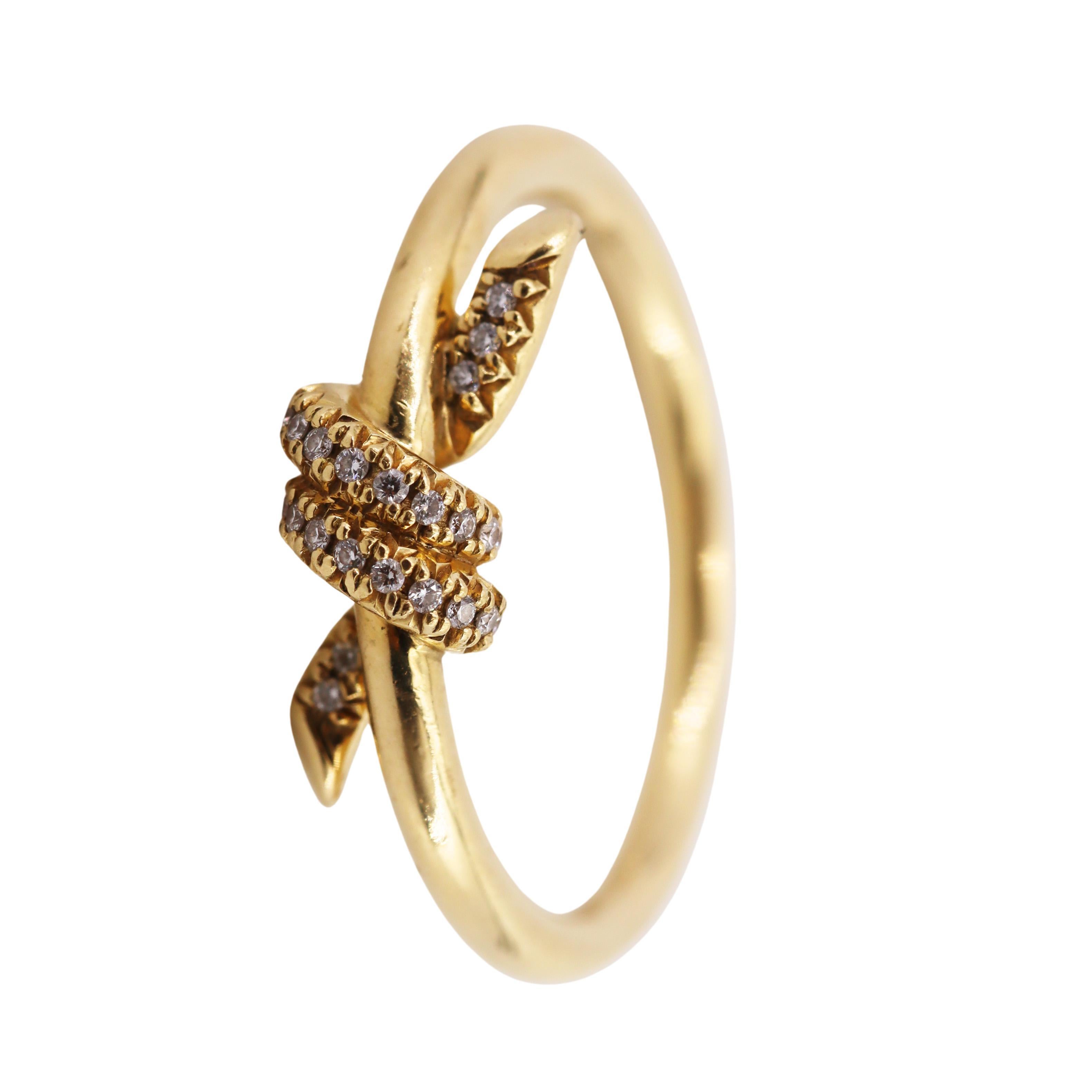 Round Cut TIFFANY & CO Knot 18kt yellow Gold Ring with Diamonds