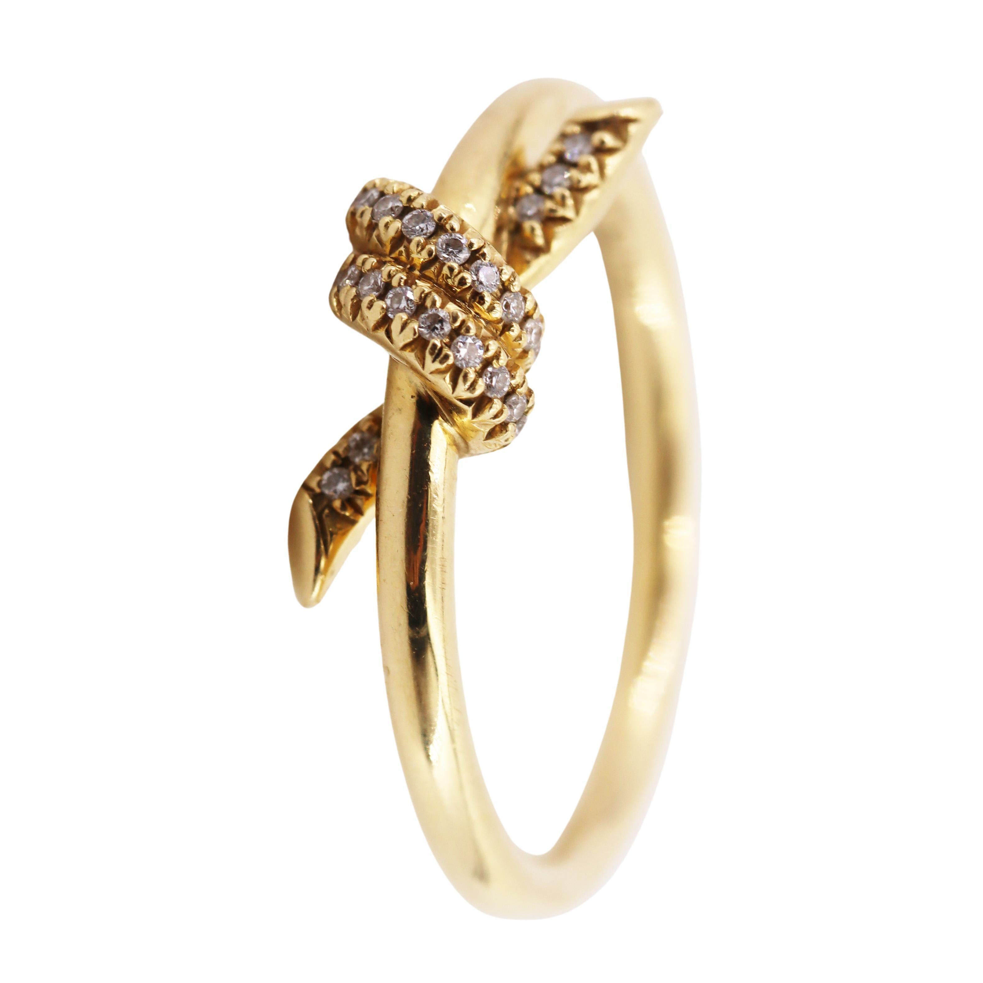 Women's or Men's TIFFANY & CO Knot 18kt yellow Gold Ring with Diamonds