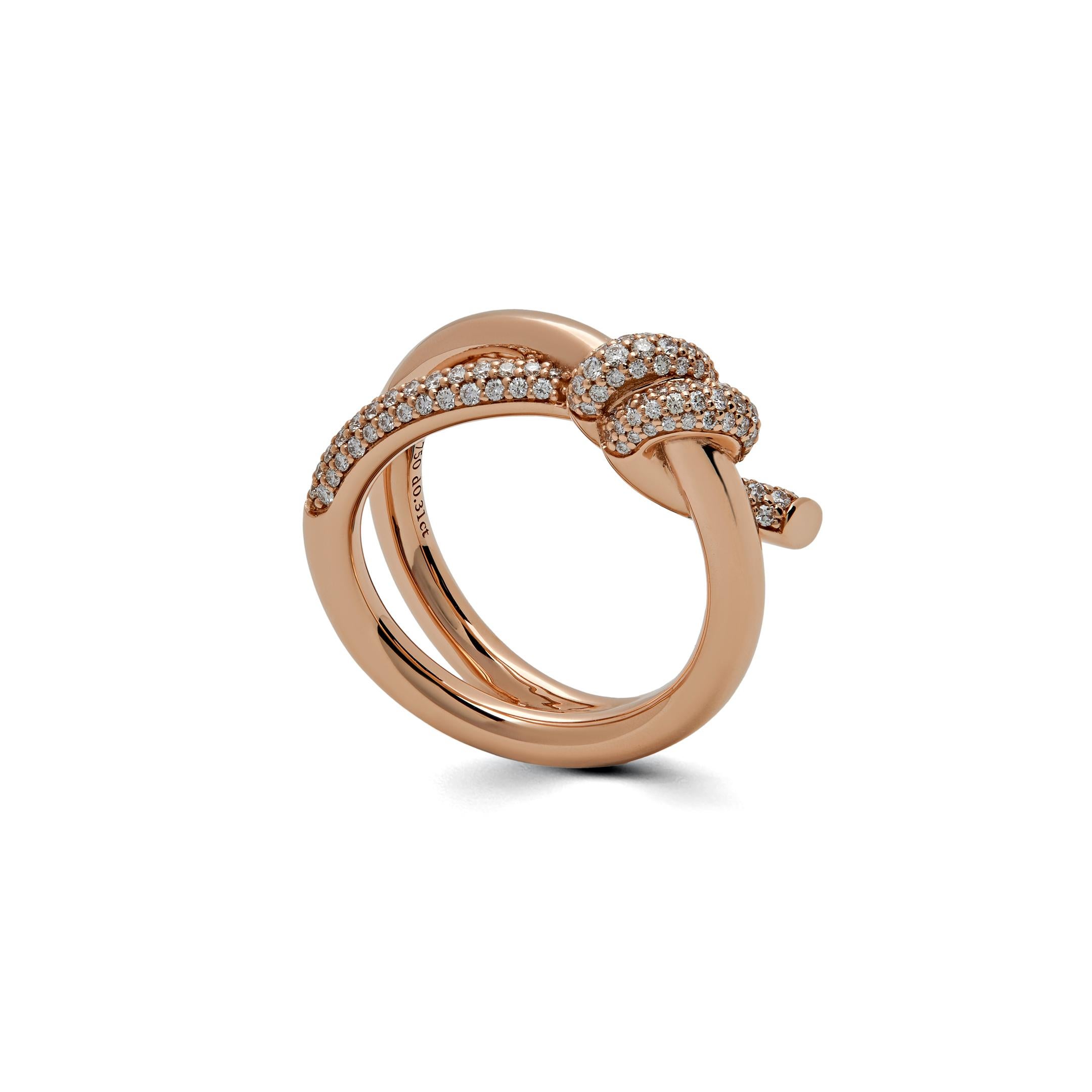 Round Cut Tiffany & Co. Knot Double Row Ring in Rose Gold with Diamonds 69683304 For Sale