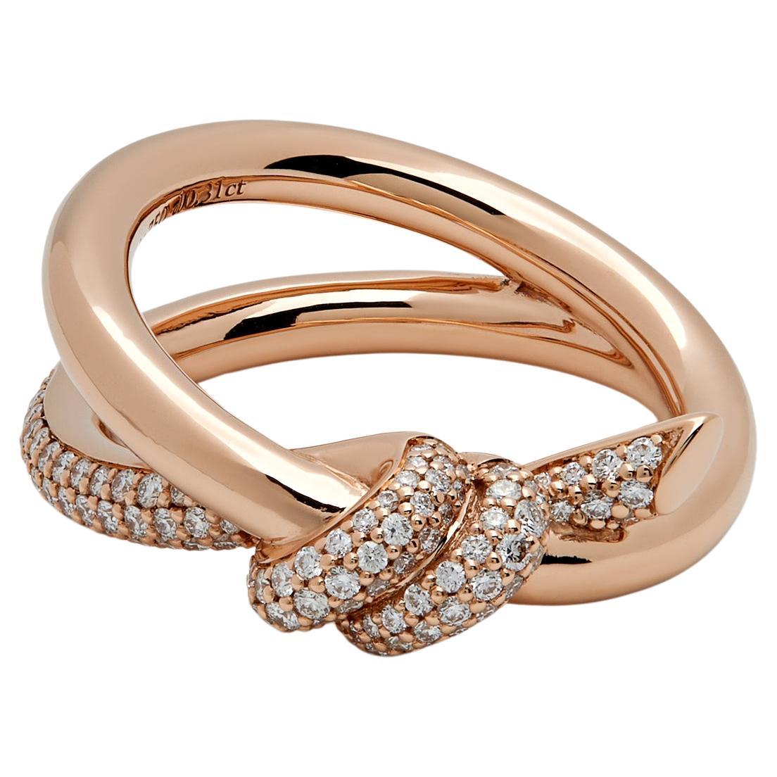 Tiffany & Co. Knot Double Row Ring in Rose Gold with Diamonds 69683304 For Sale
