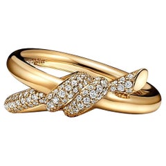 Tiffany & Co Knot Double Row Ring in Yellow Gold with 0.31ct Diamonds