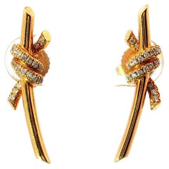 Tiffany & Co. Knot Drop Earrings 18K Yellow Gold Diamonds