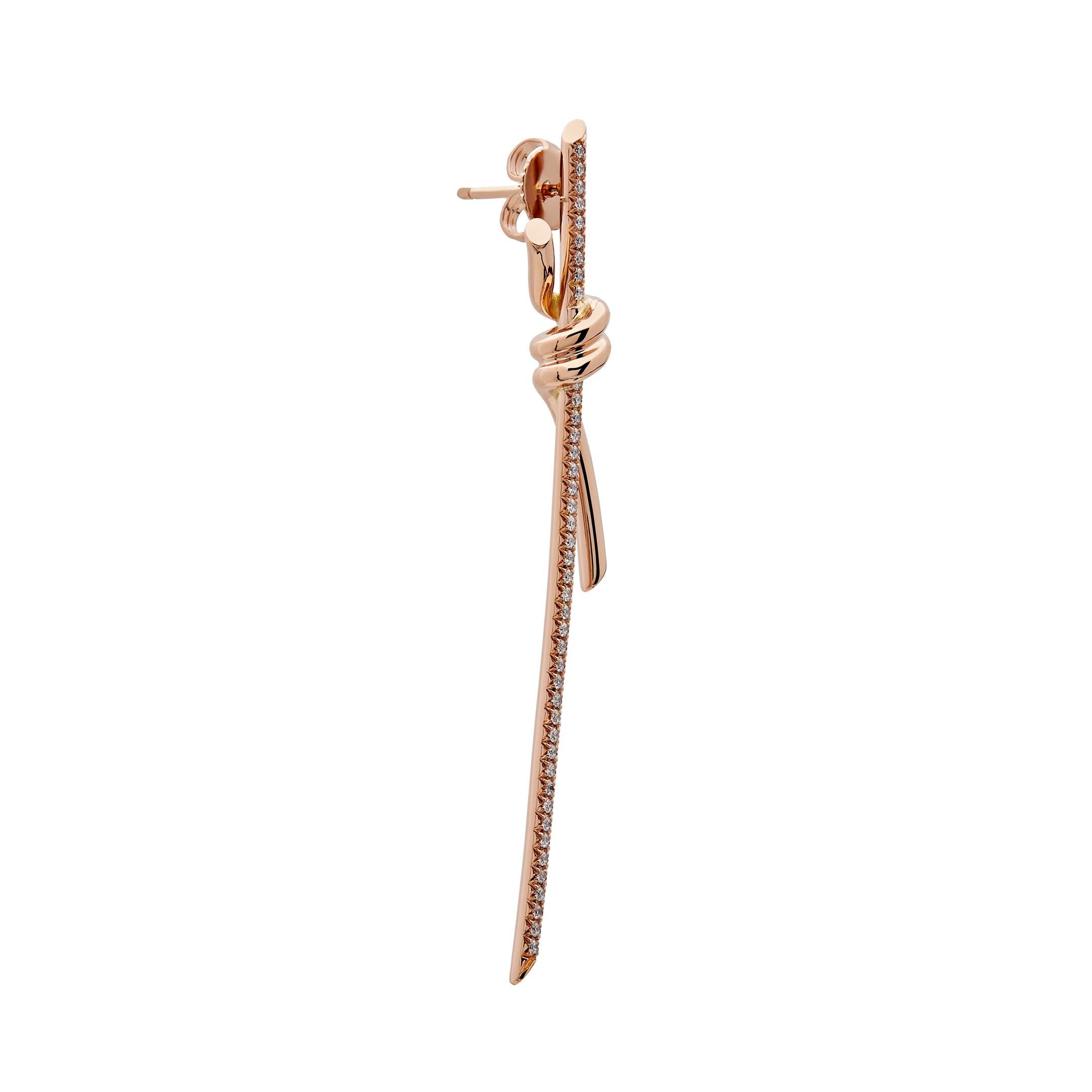 Tiffany & Co. Knot Drop Earrings in Rose Gold with Diamonds 69526128 In New Condition For Sale In New York, NY