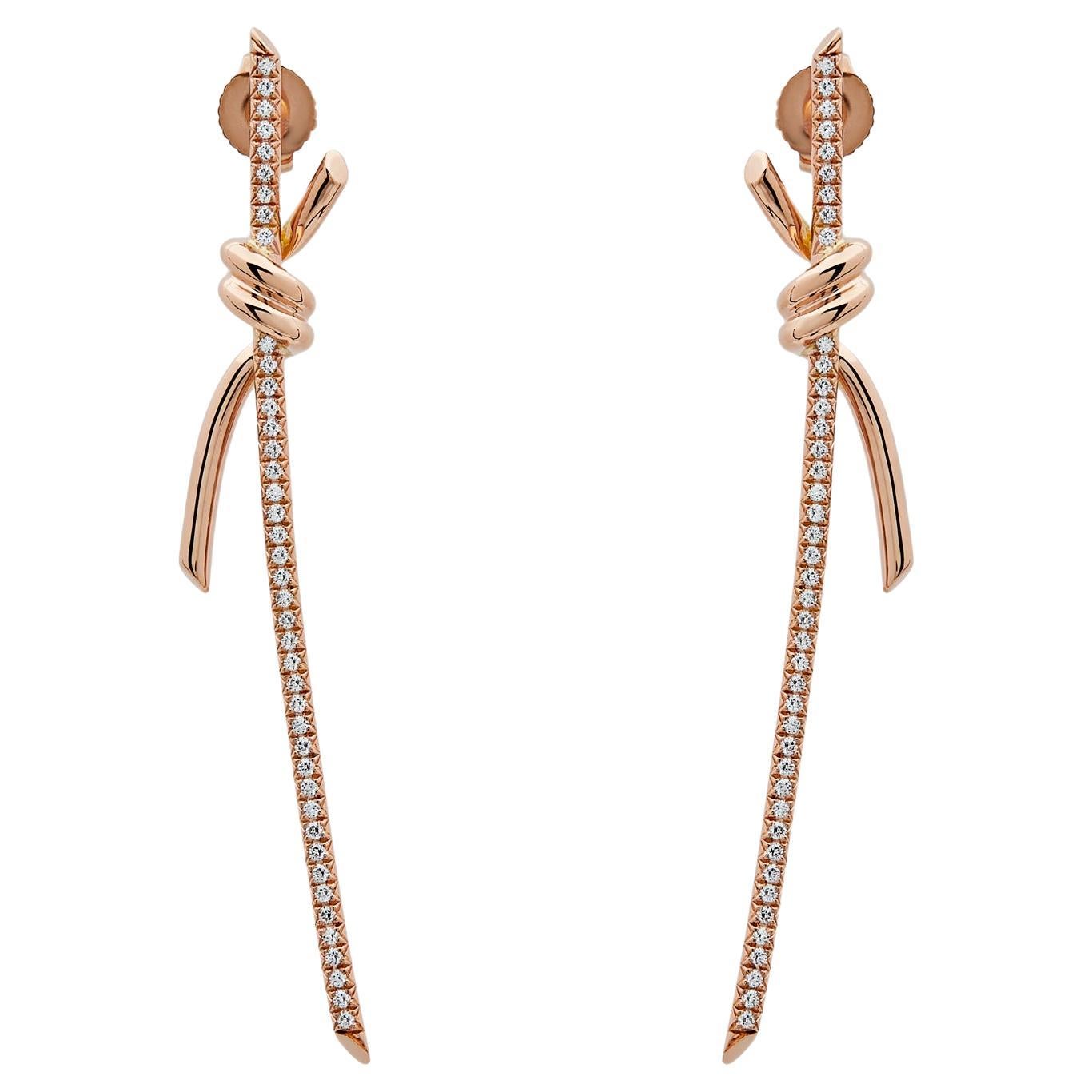 Tiffany & Co. Knot Drop Earrings in Rose Gold with Diamonds 69526128