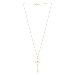 Tiffany & Co. Knot Key Pendant Necklace 18k Rose Gold with Pink Sapphire