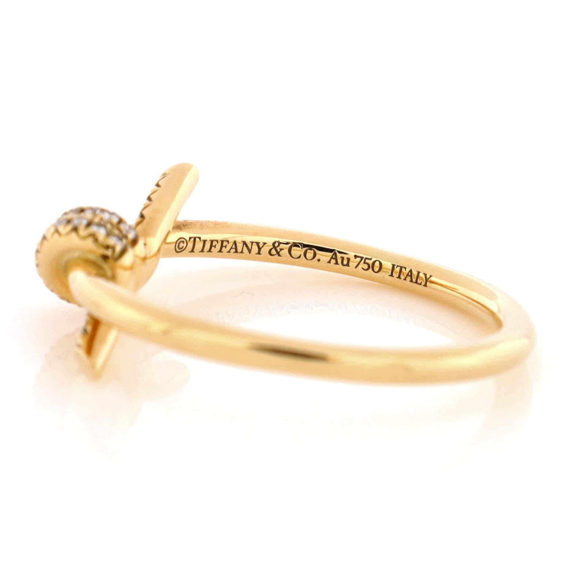  Tiffany & Co. Bague à nœuds en or jaune 18 carats avec diamants Pour femmes 