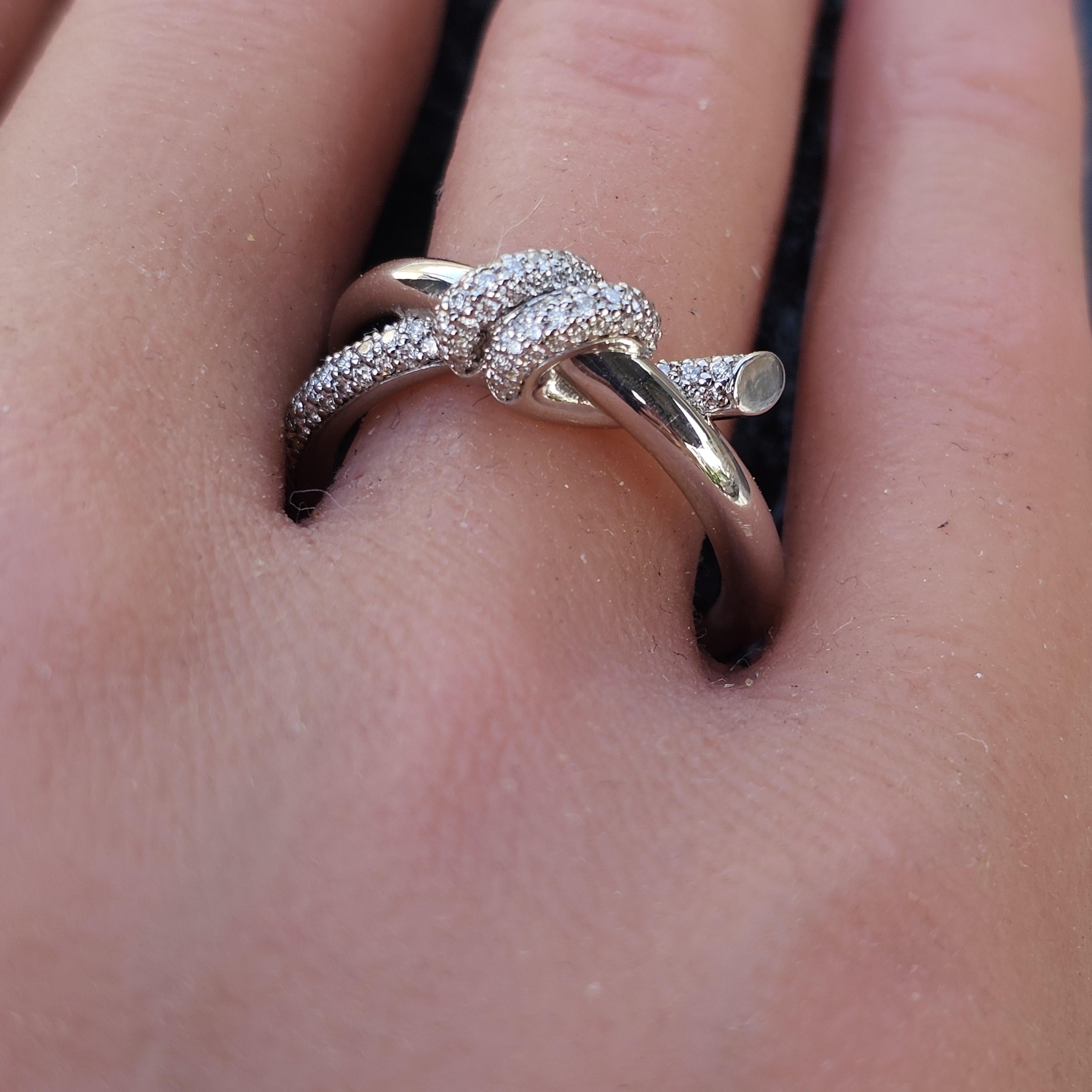 Tiffany & Co. Bague Knot Double Row Diamond 18k White Gold 7500 taille 6.5 en vente 2