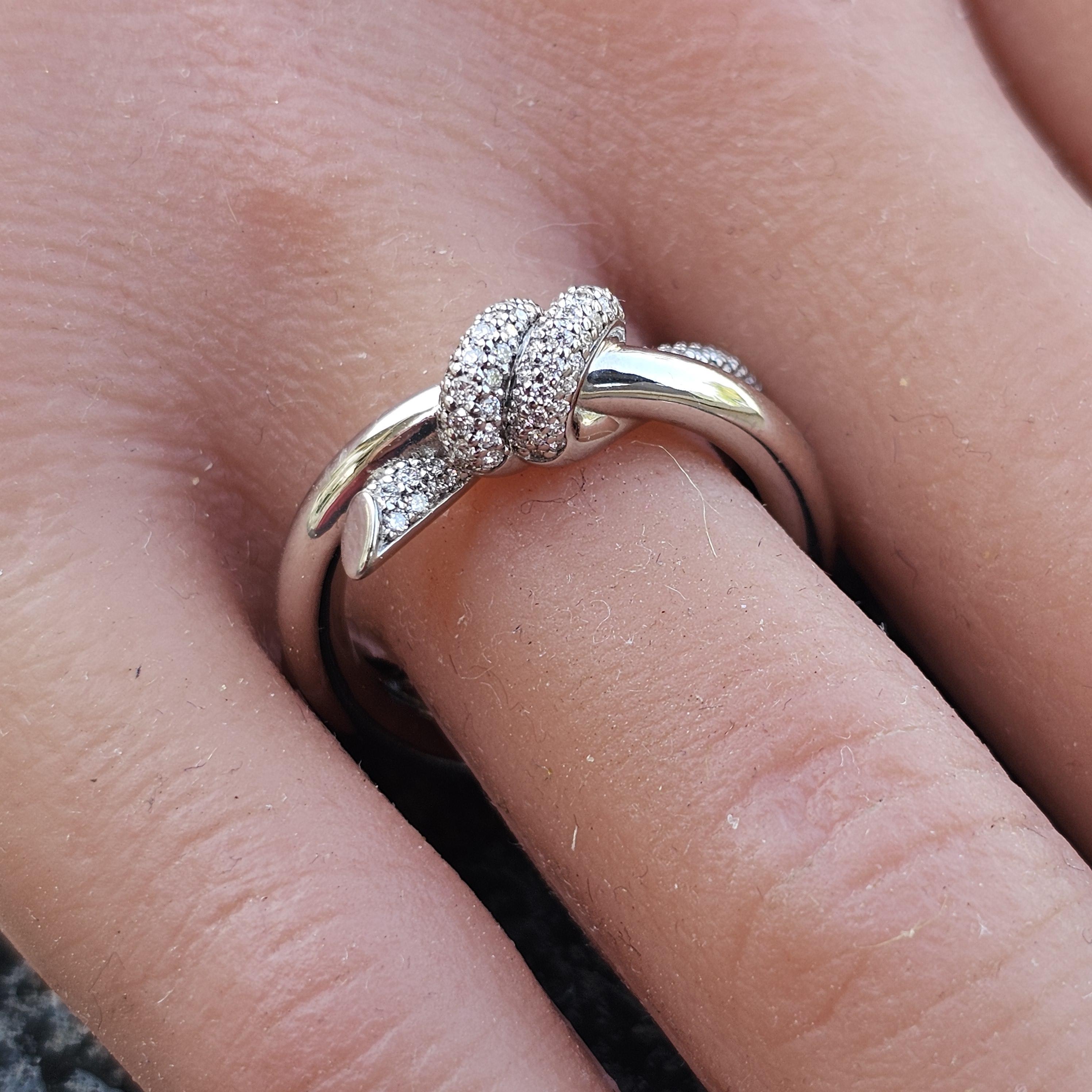 Tiffany & Co. Bague Knot Double Row Diamond 18k White Gold 7500 taille 6.5 en vente 3