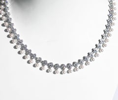 Tiffany & Co. Lace Choker Necklace with Diamonds and Pearls