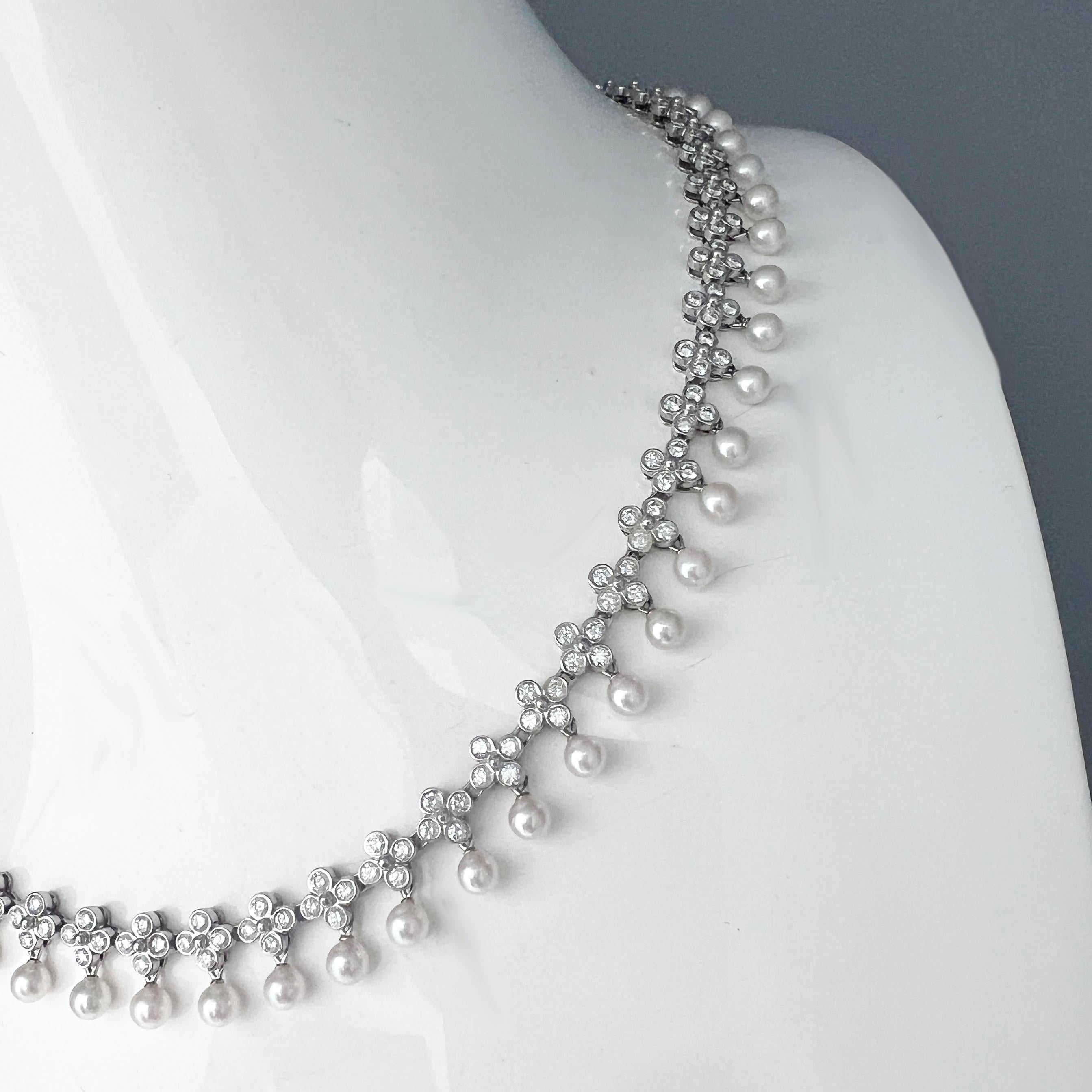 De las mujeres Tiffany & Co. Collar Gargantilla de Encaje con Diamantes y Perlas