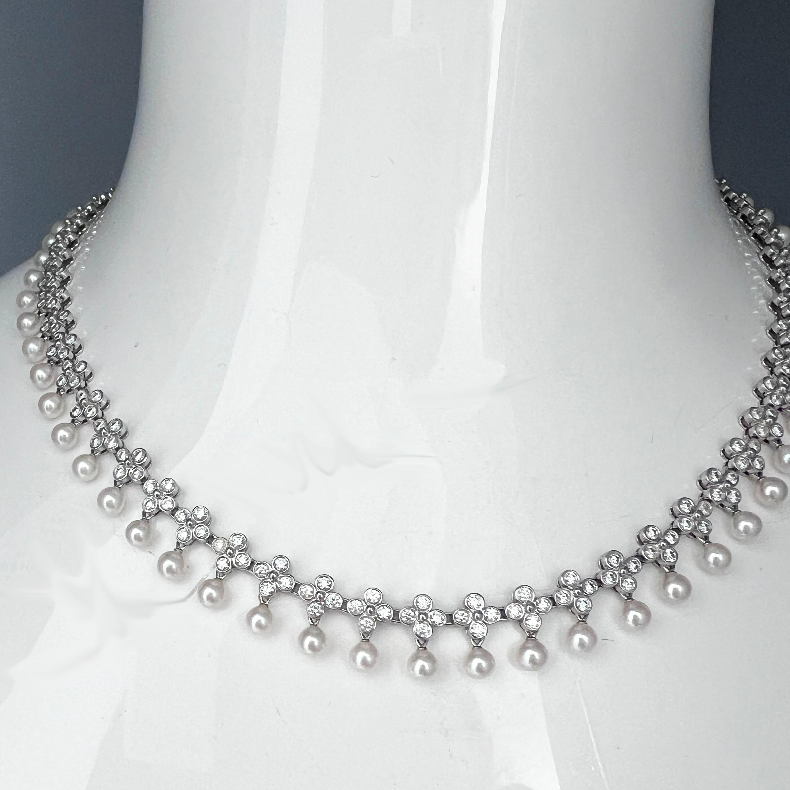 Tiffany & Co. Collar Gargantilla de Encaje con Diamantes y Perlas 1