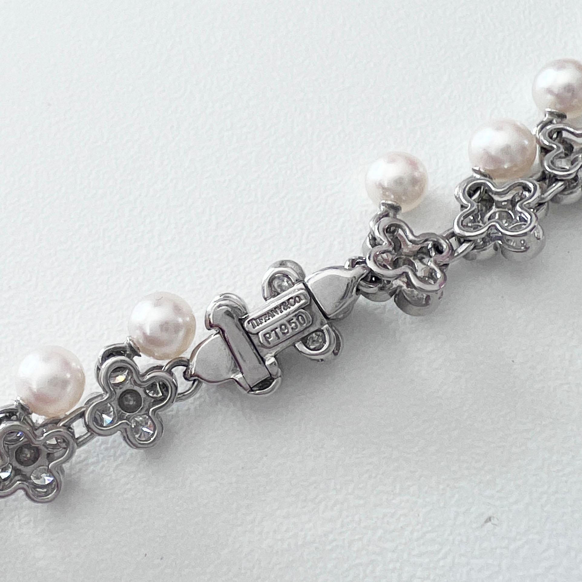 Tiffany & Co. Collar Gargantilla de Encaje con Diamantes y Perlas 3