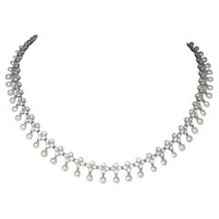 Tiffany & Co. Lace Choker Necklace with Diamonds and Pearls