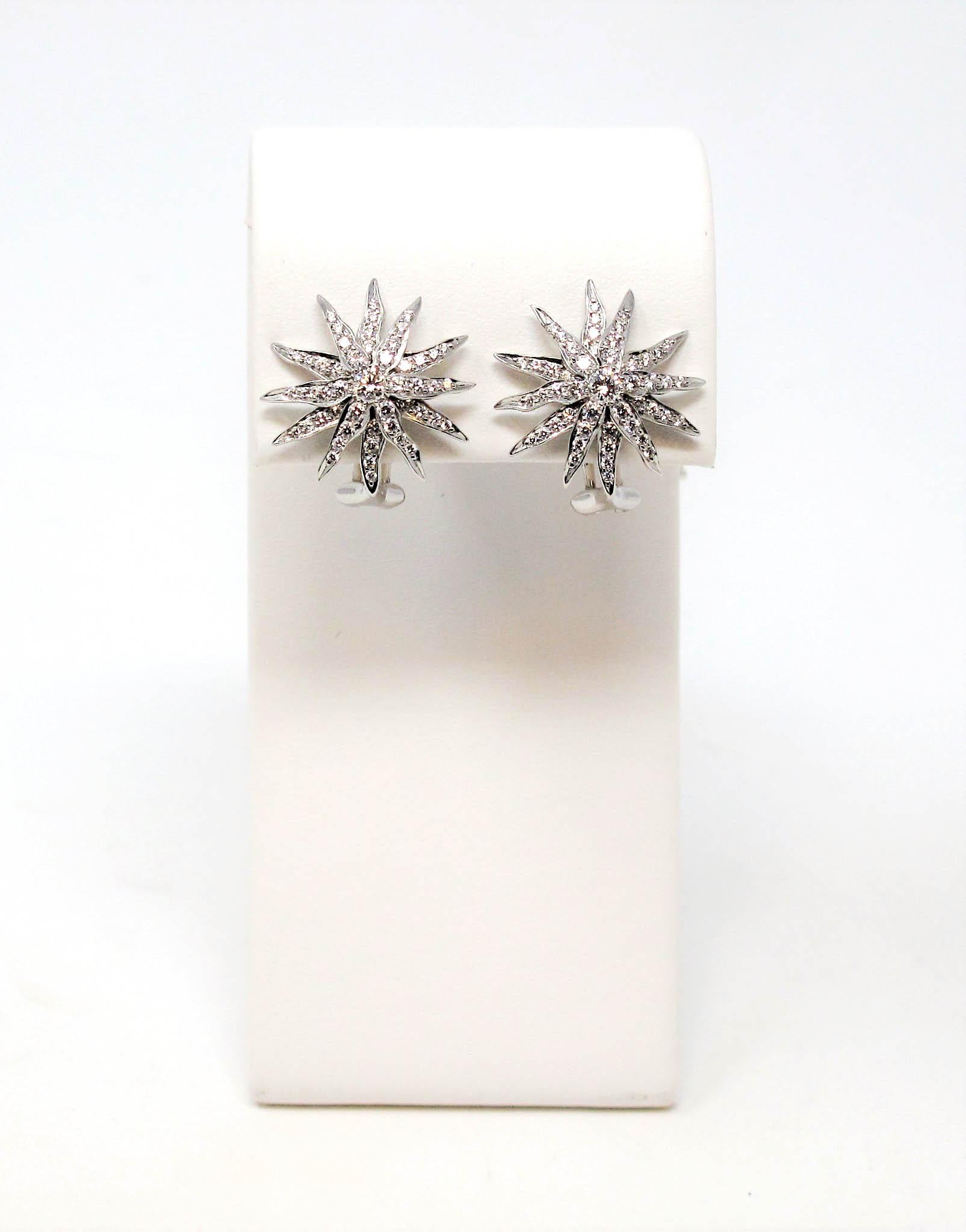 Women's Tiffany & Co. Lace Collection Sunburst Pave Diamond Earrings in Platinum G / VS