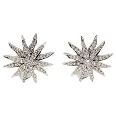 Tiffany & Co. Lace Collection Sunburst Pave Diamond Earrings in Platinum G / VS