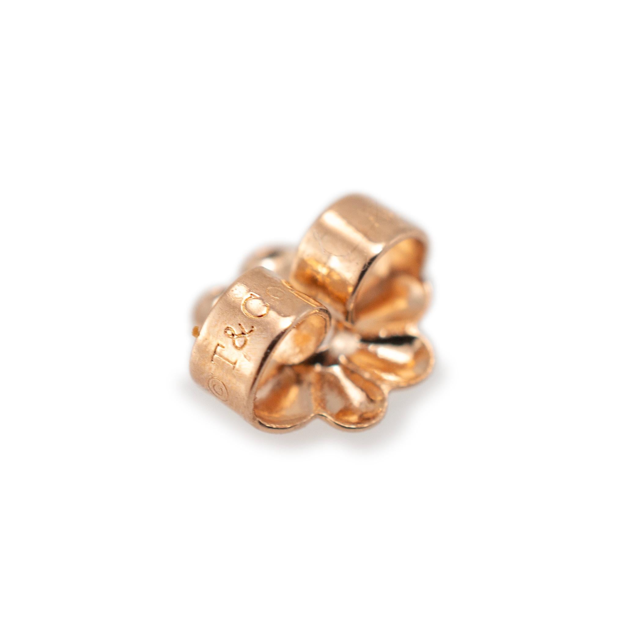 Tiffany & Co. Ladies 18K Rose Gold Fleur de Key Bar Diamond Stud Earrings 2