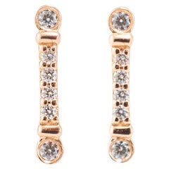 Tiffany & Co. Ladies 18K Rose Gold Fleur de Key Bar Diamond Stud Earrings