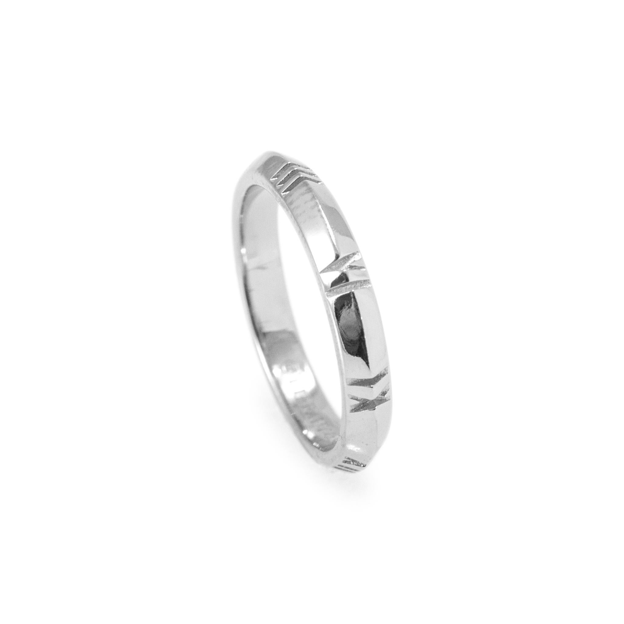 Women's Tiffany & Co. Ladies 18K White Gold Atlas X Closed Narrow Band Ring For Sale