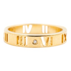Tiffany & Co. Damen-Ehering aus 18 Karat Gelbgold Atlas mit römischen Ziffern und Diamanten