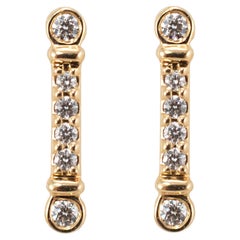 Tiffany & Co. Damen 18 Karat Gelbgold Fleur de Key Bar Diamant-Ohrstecker