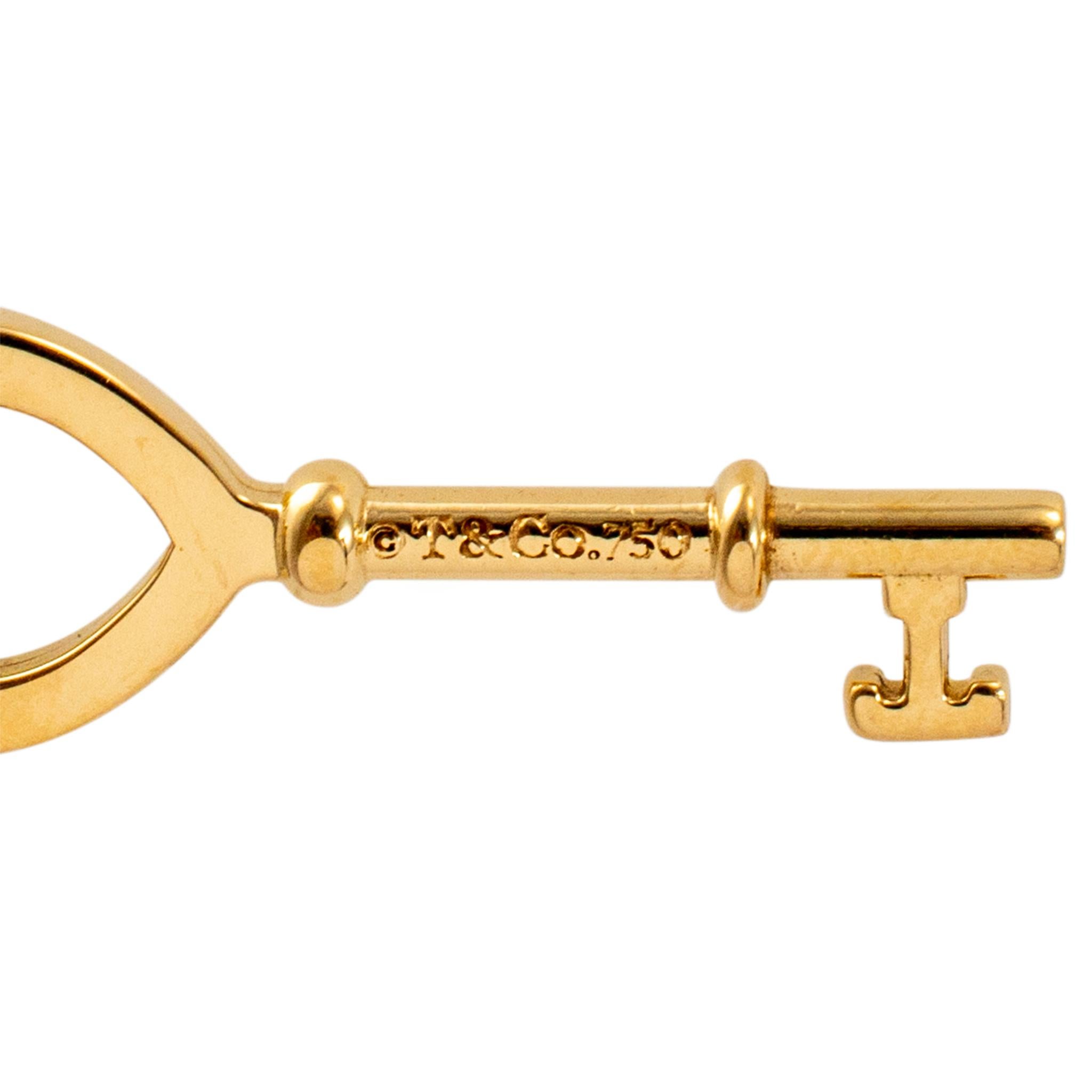 Tiffany & Co. Ladies 18K Yellow Gold Key Heart Pendant Necklace 3