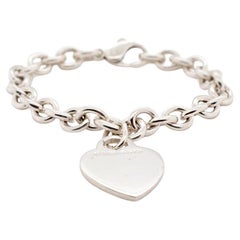 Tiffany & Co. Damen 925 Sterlingsilber Herz-Tag-Charm-Armband