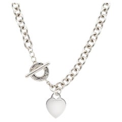 Tiffany & Co. Damen 925 Sterlingsilber Herz-Tag-Halskette mit Anhänger