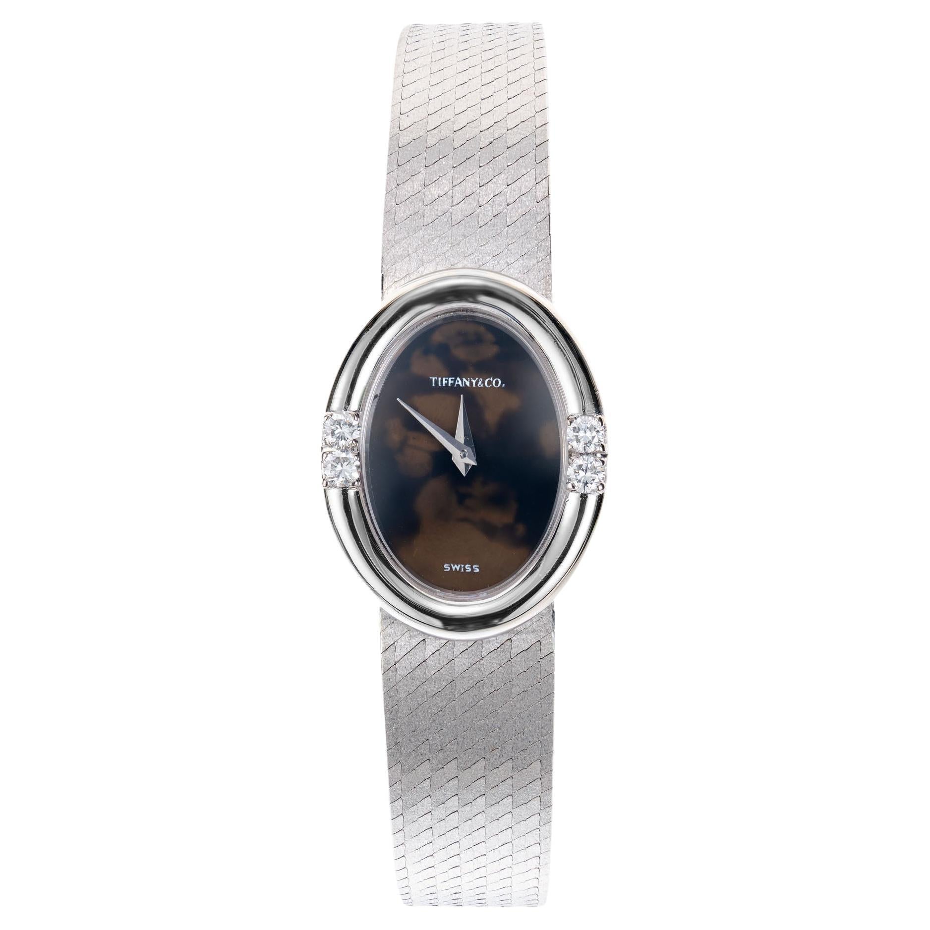 Tiffany & Co. Ladies Agate Dial White Gold Ladies Wristwatch For Sale