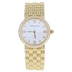 Tiffany & Co. Ladies Diamond Watch, 18 Karat Yellow Gold Quartz 2 Year Warranty