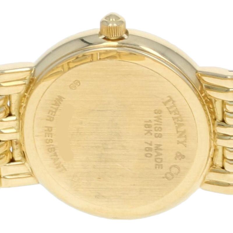 Tiffany & Co. Ladies Diamond Watch, 18 Karat Yellow Gold Quartz 2 Year Warranty In Excellent Condition In Greensboro, NC