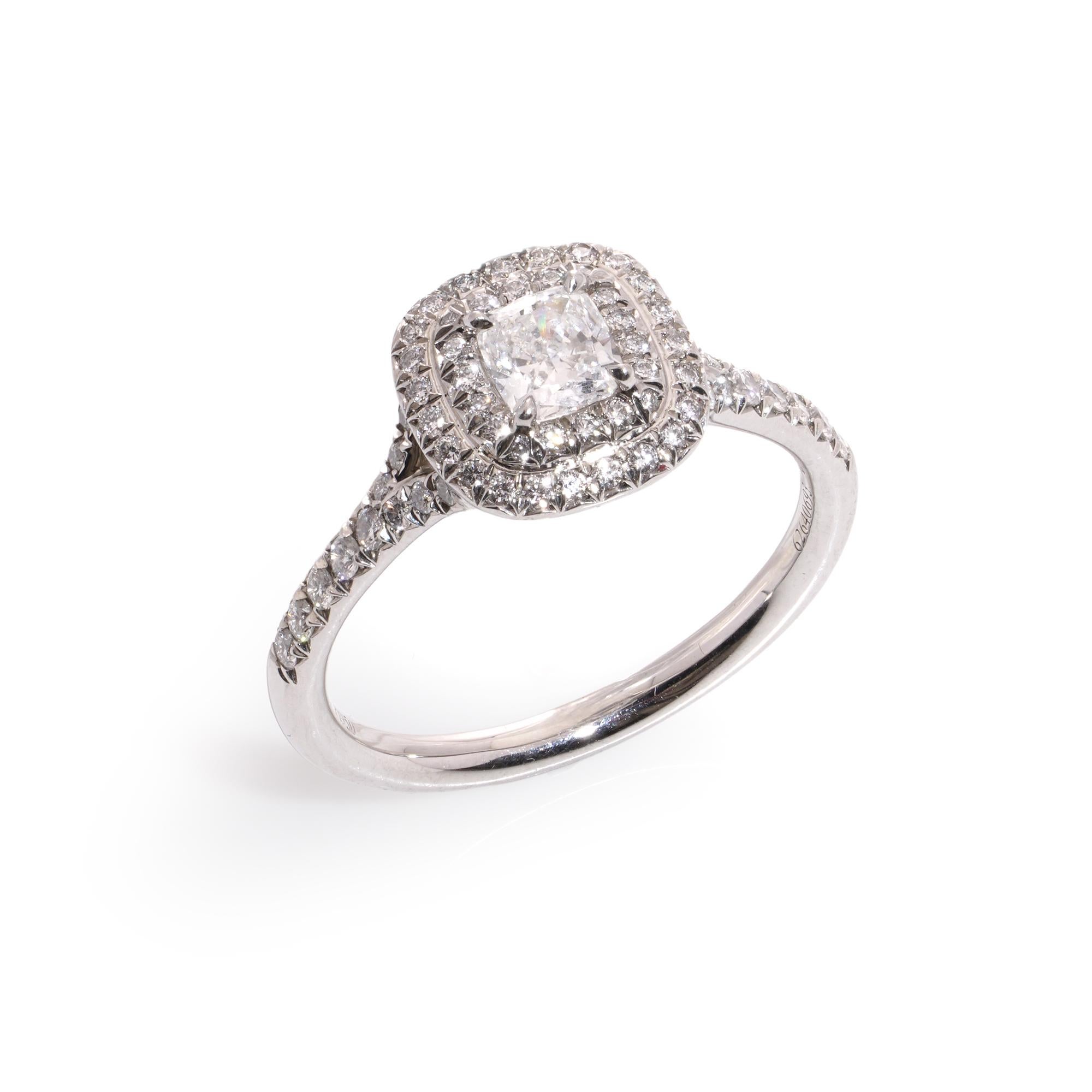 Tiffany & Co ladies platinum diamond halo ring For Sale 6