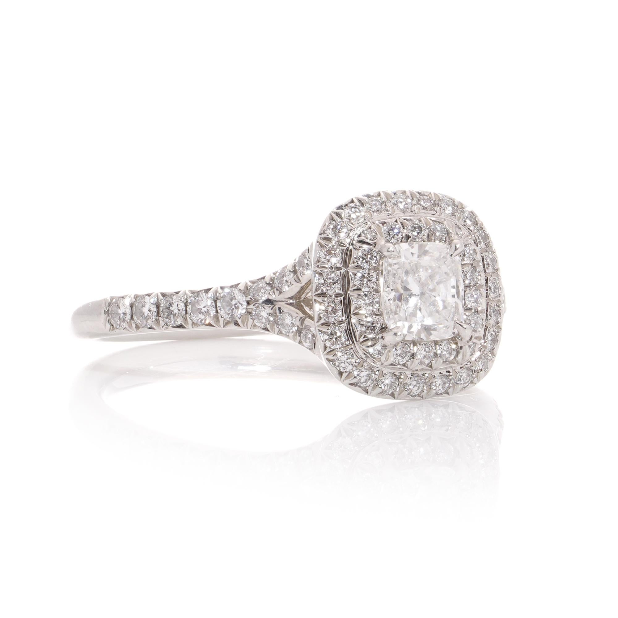 Tiffany & Co ladies platinum diamond halo ring For Sale 1