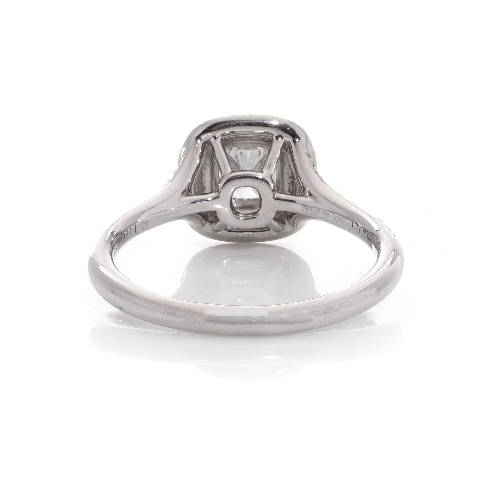 Tiffany & Co ladies platinum diamond halo ring For Sale 2
