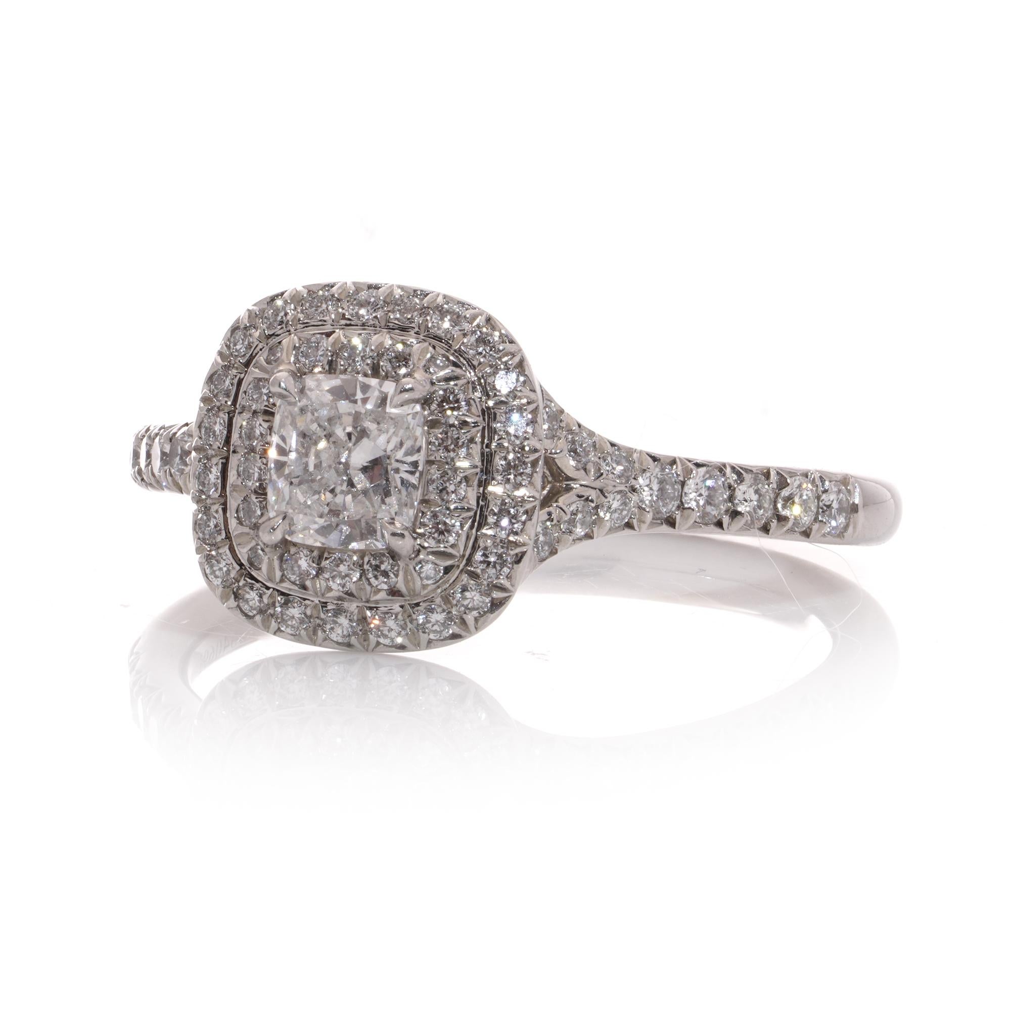 Tiffany & Co ladies platinum diamond halo ring For Sale 3