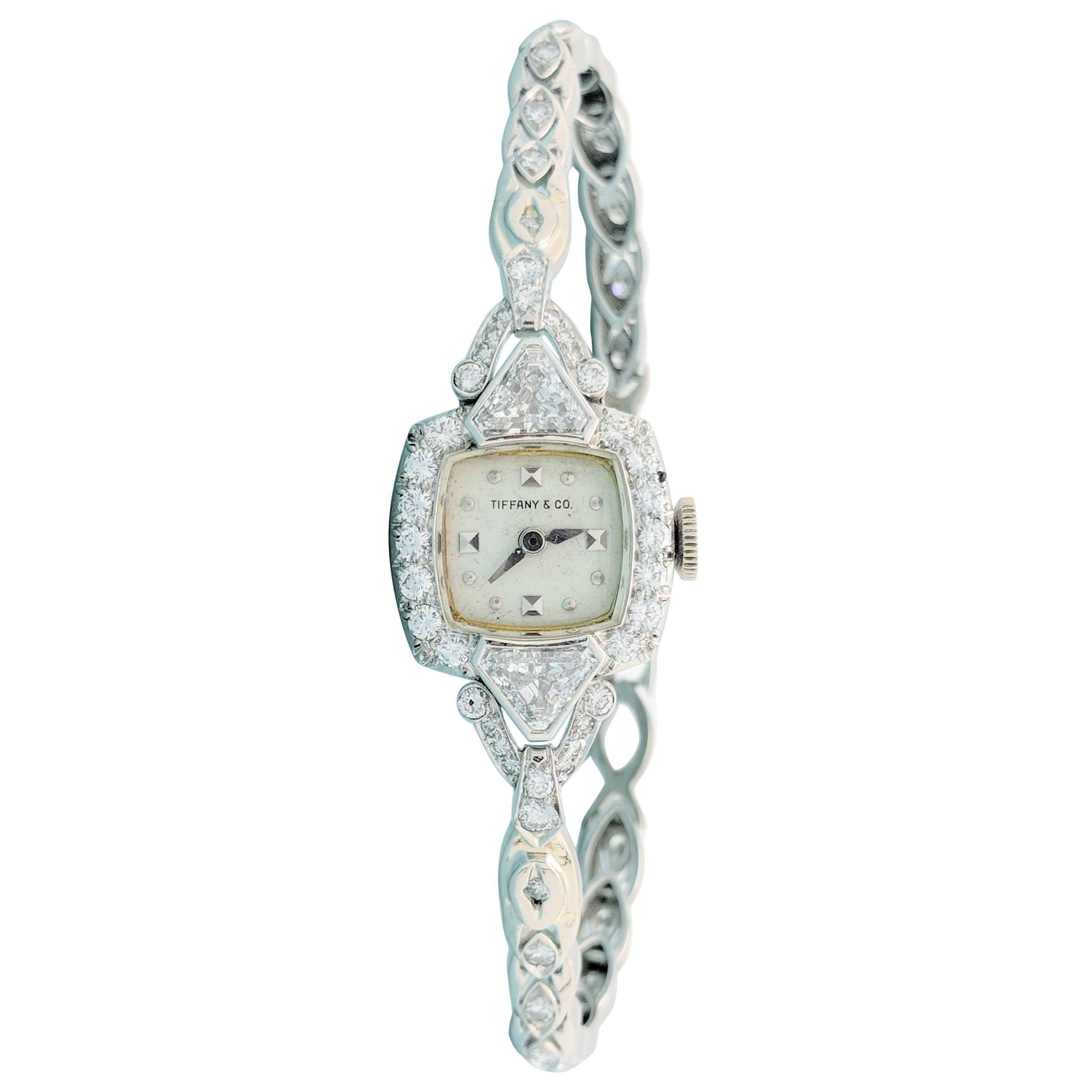Tiffany & Co. Ladies Platinum Diamond Manual Wristwatch, 1930s