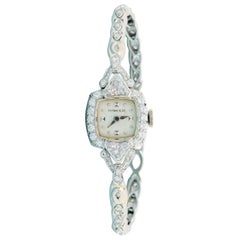 Vintage Tiffany & Co. Ladies Platinum Diamond Manual Wristwatch, 1930s