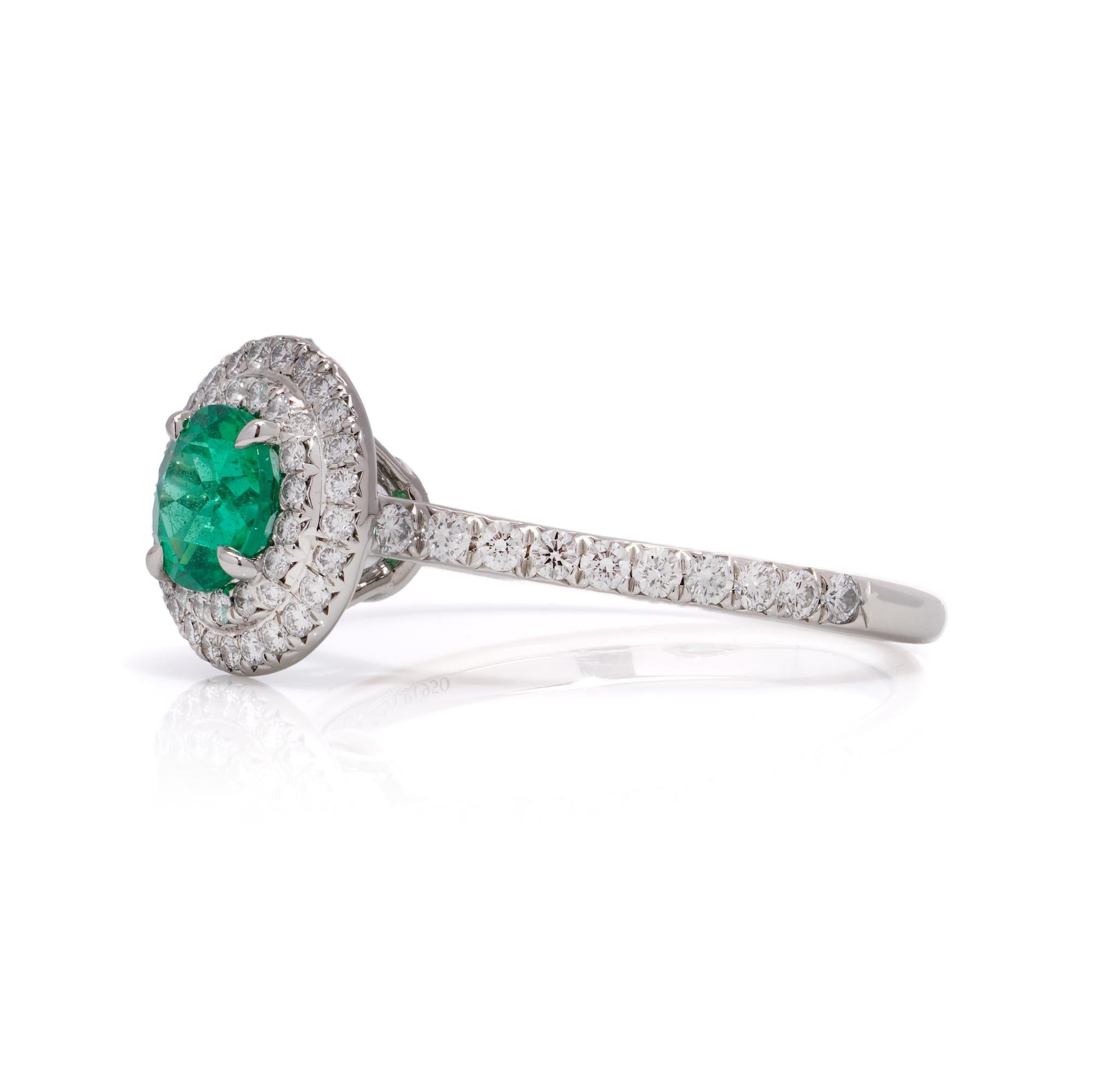 Women's Tiffany & Co ladies platinum emerald and diamond ring
