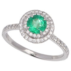 Retro Tiffany & Co ladies platinum emerald and diamond ring
