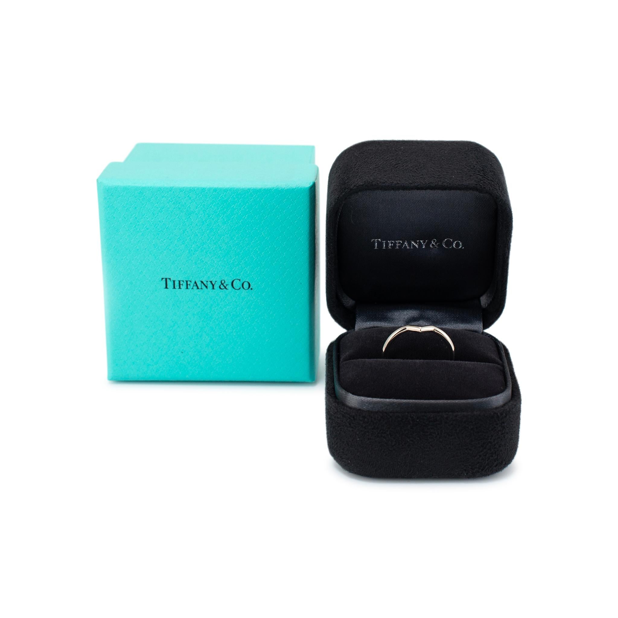 Tiffany & Co. Ladies Platinum V Wedding Band Ring 4