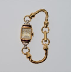 Tiffany & Co. Ladies Ruby & Diamond 14k Yellow Gold Watch Bracelet